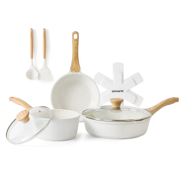 10-Piece Sensarte Ceramic Healthy Nonstick Cookware Set