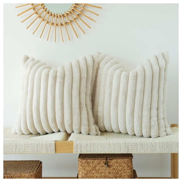 2-Pack 18" x 18" Faux Fur Plush Decorative Throw Pillow Covers