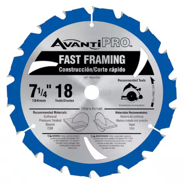 Avanti Pro 7-1/4" x 18-Teeth Fast Framing Saw Blade