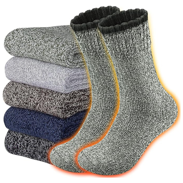 5-Pack Men's Winter Soft Wool Thermal Socks