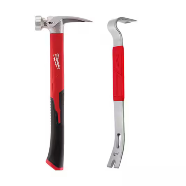 Milwaukee 19oz Smooth Face Poly/Fiberglass Handle Hammer With 15" Pry Bar