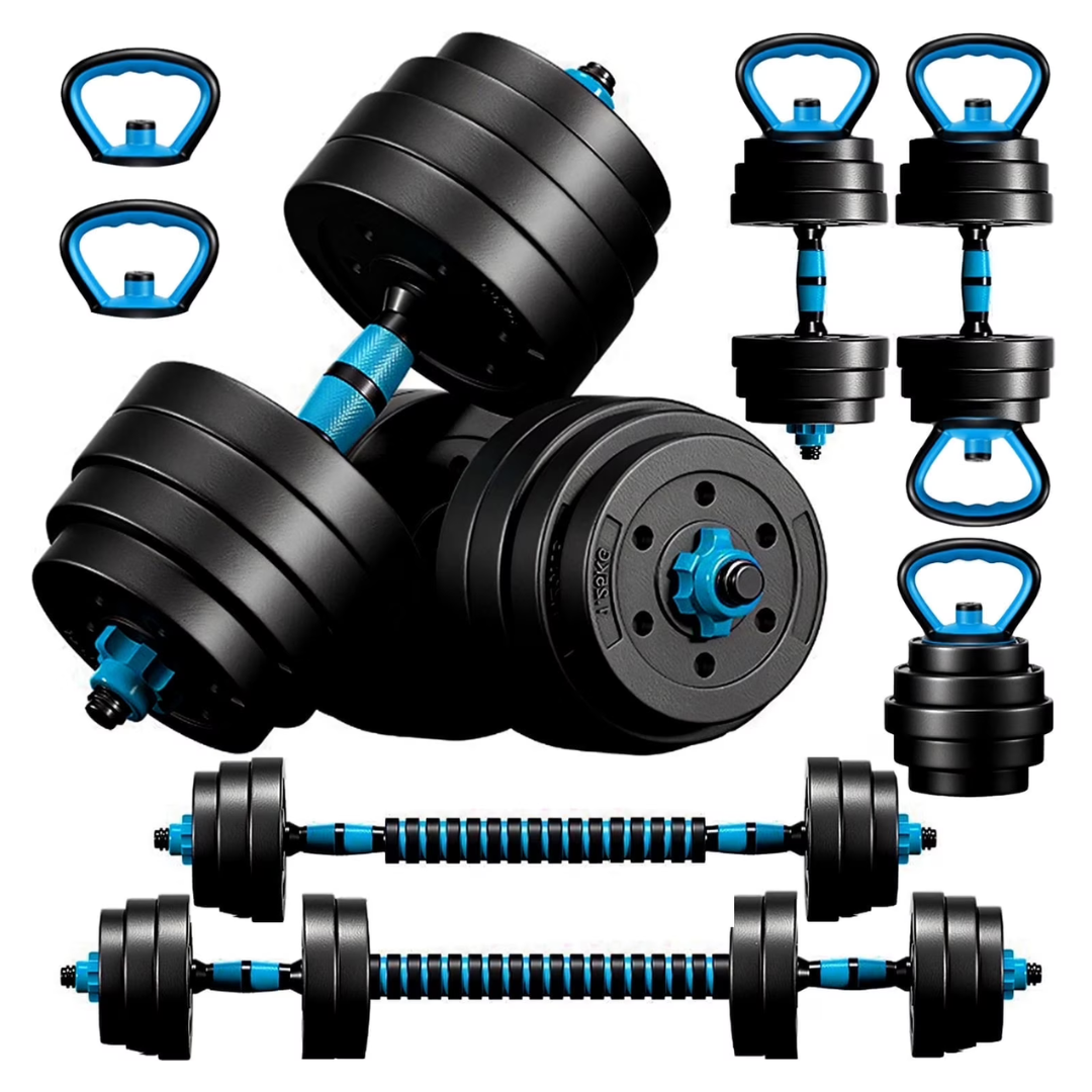 45LBS 4-in-1 Dumbbell Kettlebells, Push Up Stand & Barbell Set
