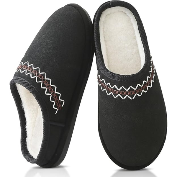 Unisex Memory Foam Suede Mules with Furry Lining