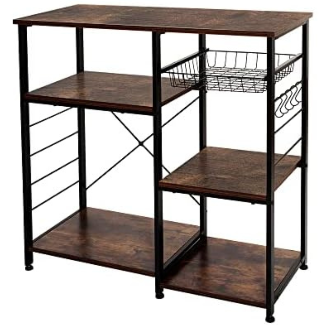 AZL1 Life Concept Industrial 35.4 Inch Kitchen Rack with Metal Frame