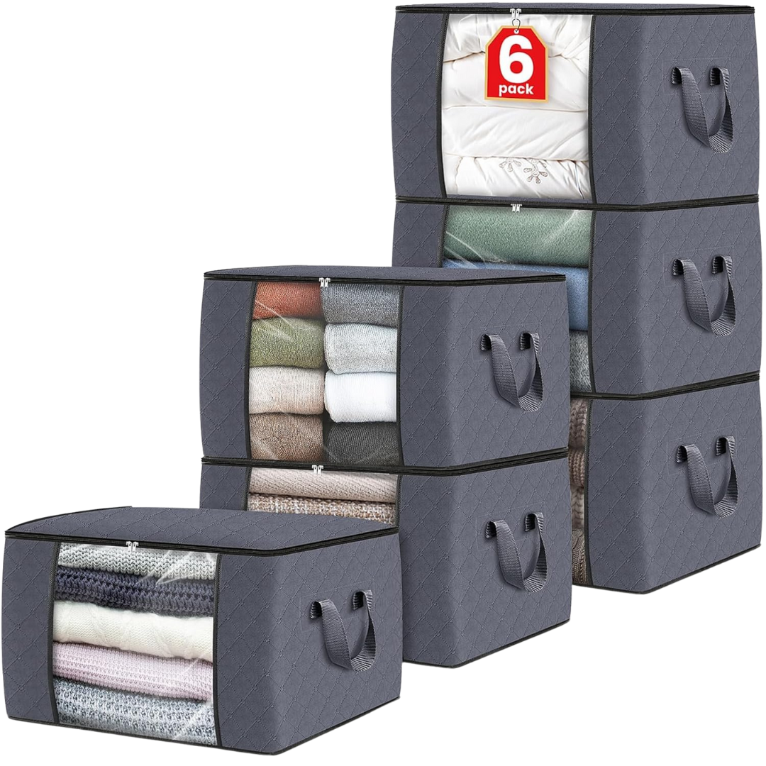 6-Pack Foldable Thick Fabric Clothes Storage Bags