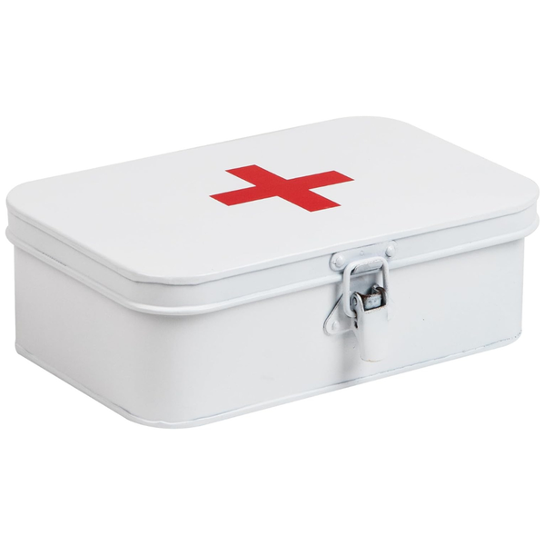 Mind Reader Vintage First Aid Box w/ Buckle Lock (White)