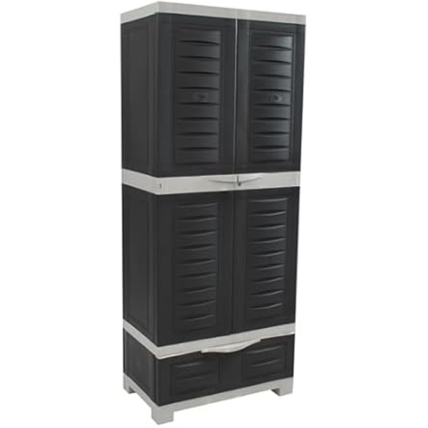 57.5" Resin Garage Storage Cabinet w/ 3 Shelves & Drawer