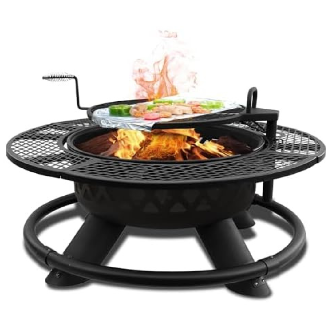 47" Red Mountain Valley 2-in-1 Outdoor Bonfire Fire Pit w/ Cooking Grate