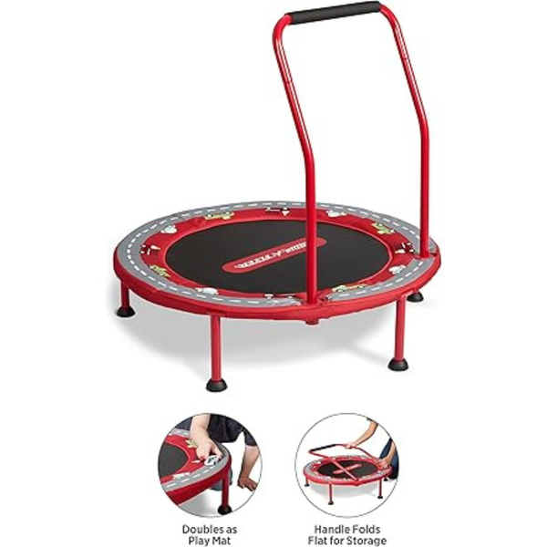 Radio Flyer 2-in-1 Kids' Trampoline w/ Racetrack Play Mat