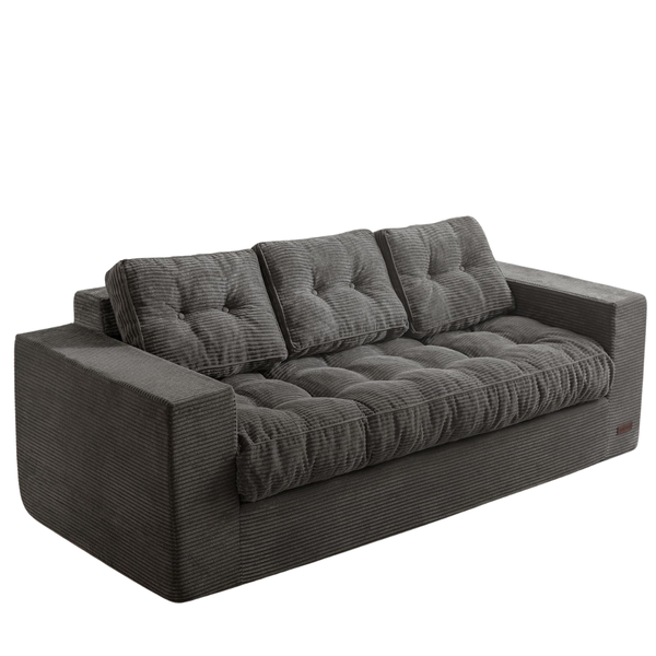 3 Seater Boneless Couch Sofa with Tufted Cushion & Backrest