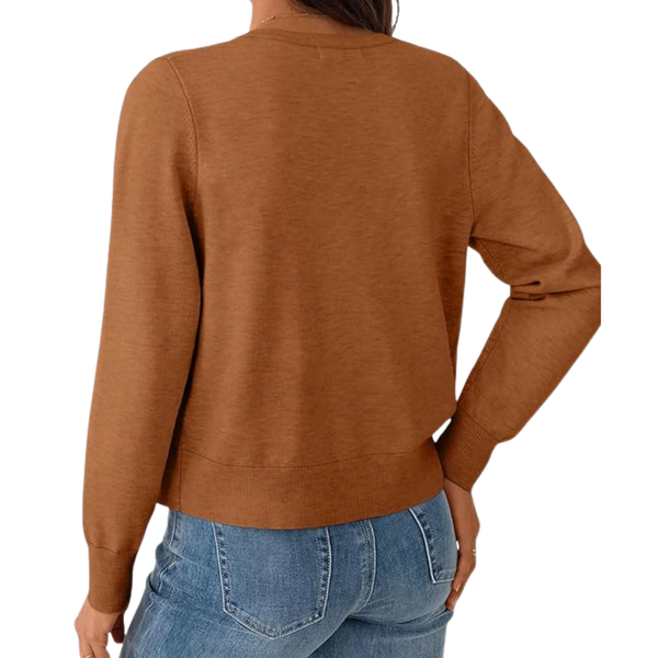 Women's Lightweight Cropped Crew Neck Cardigan