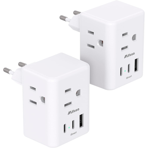 2-Pack European Travel International Power Plug Adapter