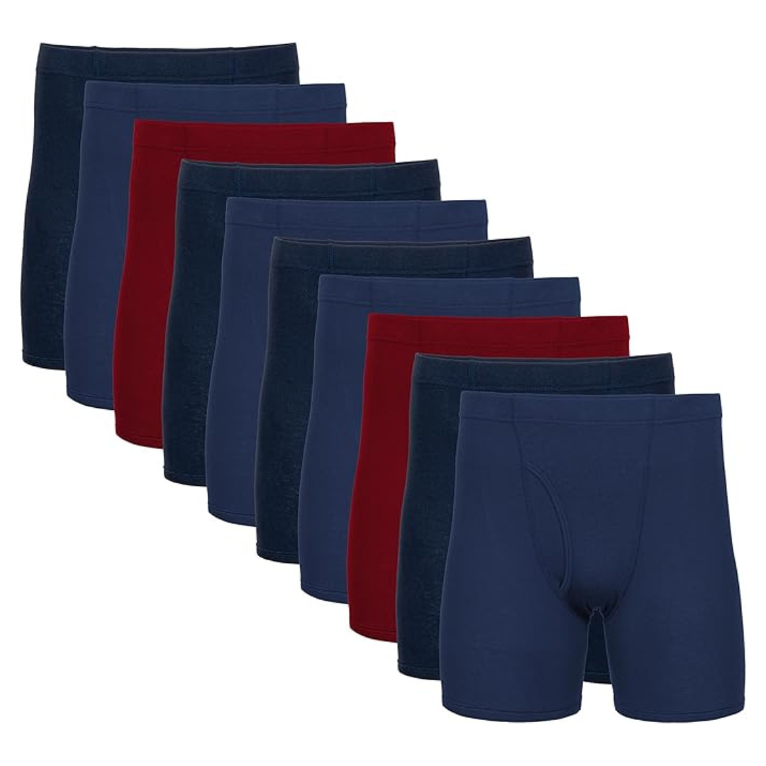Gildan Men’s Underwear Covered Waistband Boxer Briefs (10 Pack)