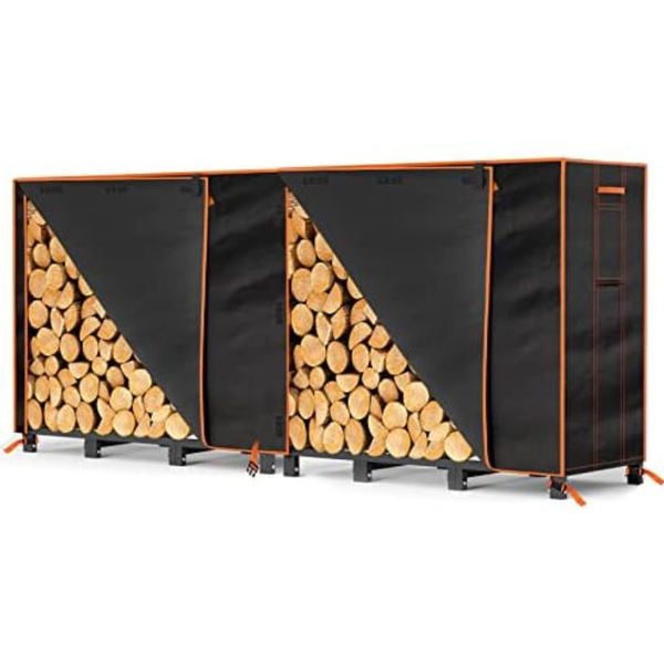 8-Ft Greener Heavy-Duty 600D Oxford Fabric Waterproof Firewood Cover