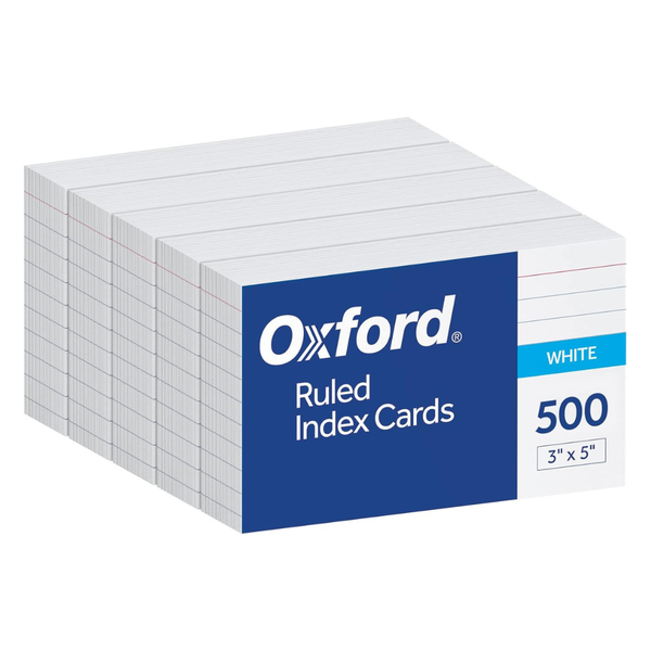 500-Count 3" x 5" Oxford Index Cards (5 Packs of 100)