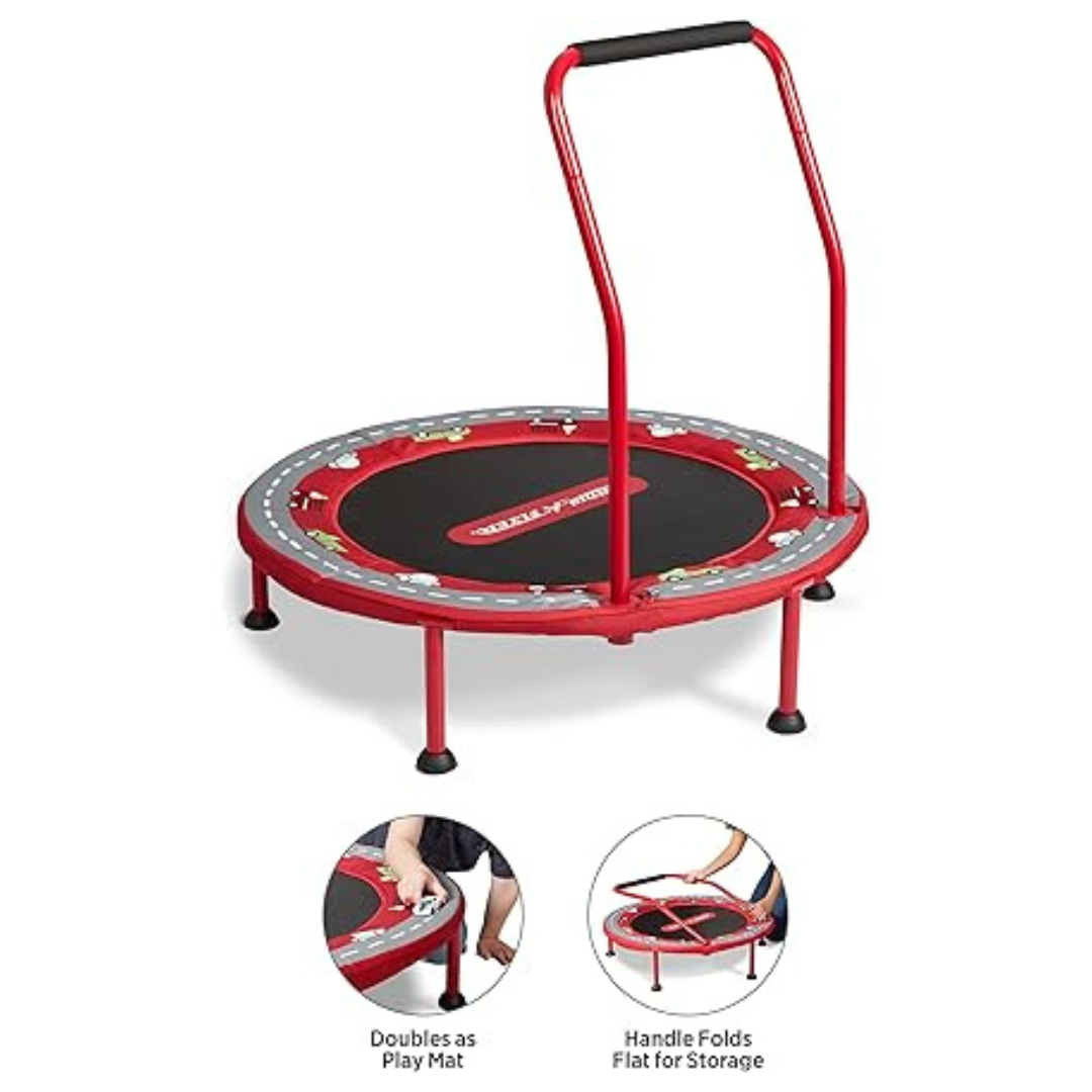 Radio Flyer 2-in-1 Kids' Trampoline w/ Racetrack Play Mat