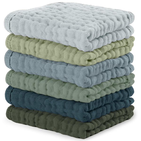 6-Pack Comfy Cubs 6-Layer Muslin Baby Washcloths