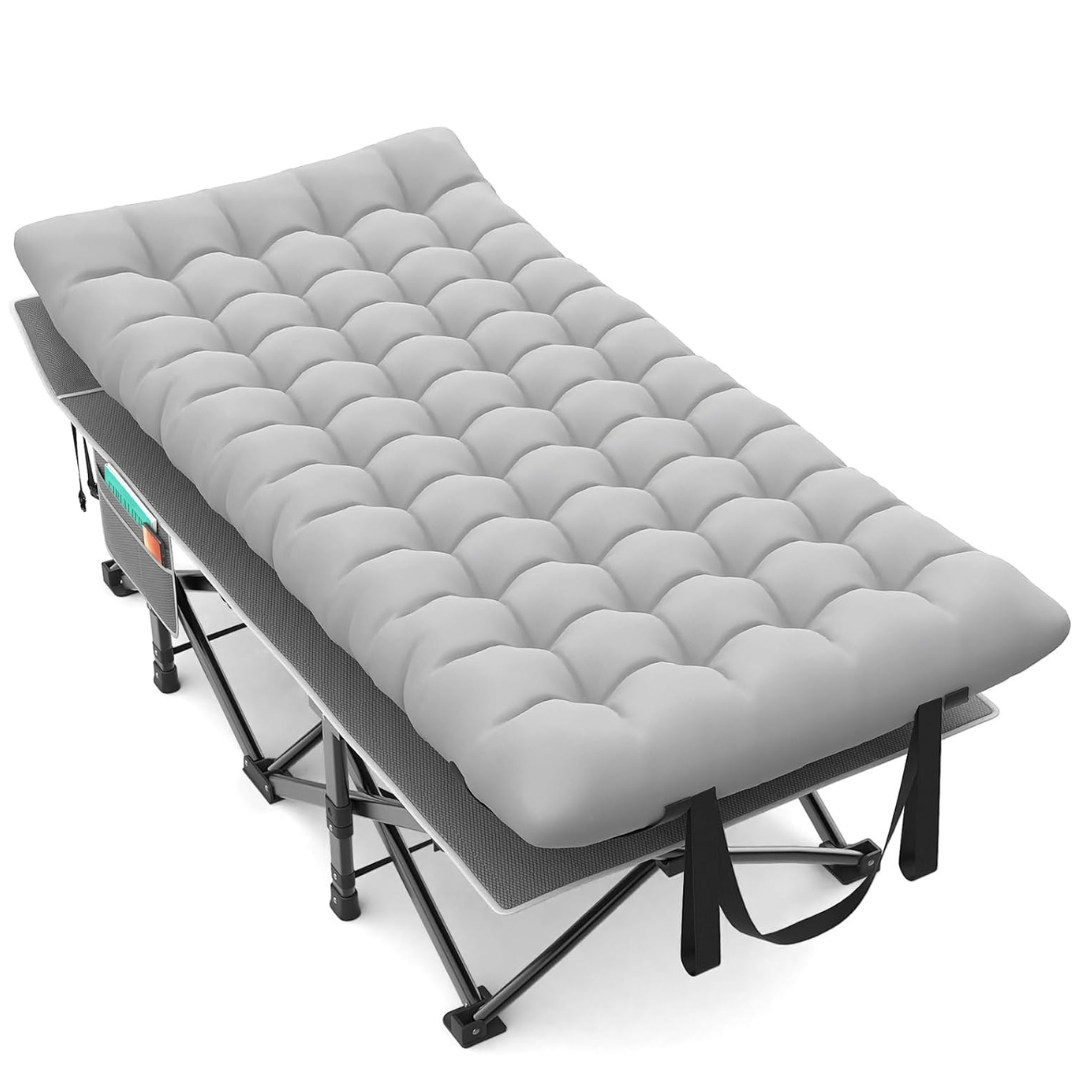 Portable 32" XXL Heavy Duty Folding Camping Cot w/Pillow Mattress