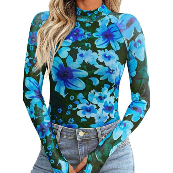 Women's Lace Sheer Floral Mesh Fashion Tops
