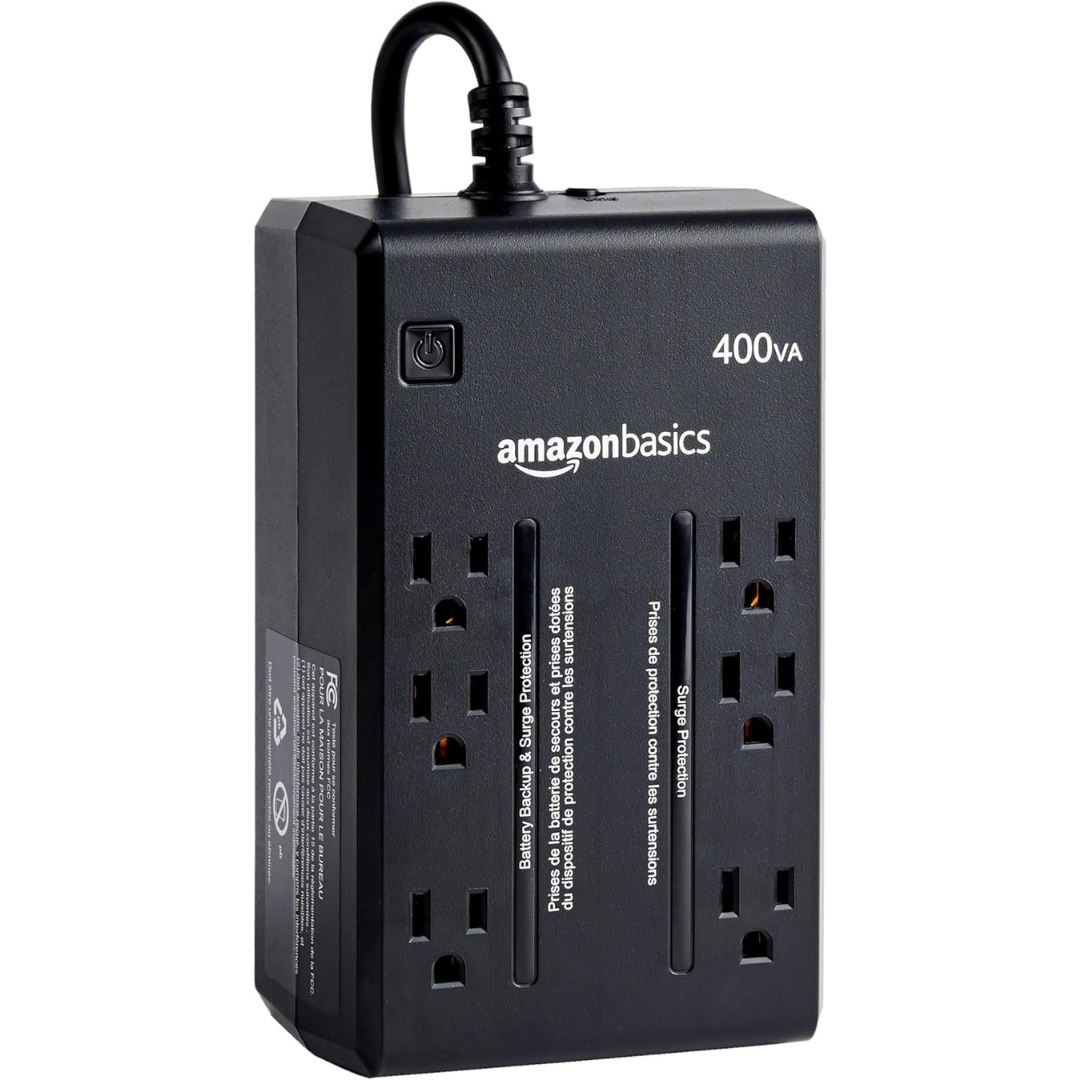 Amazon Basics 6-Outlets Standby UPS 400VA 255W Surge Protector & Battery Backup