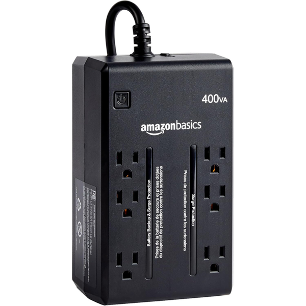 Amazon Basics 6-Outlets Standby UPS 400VA 255W Surge Protector & Battery Backup