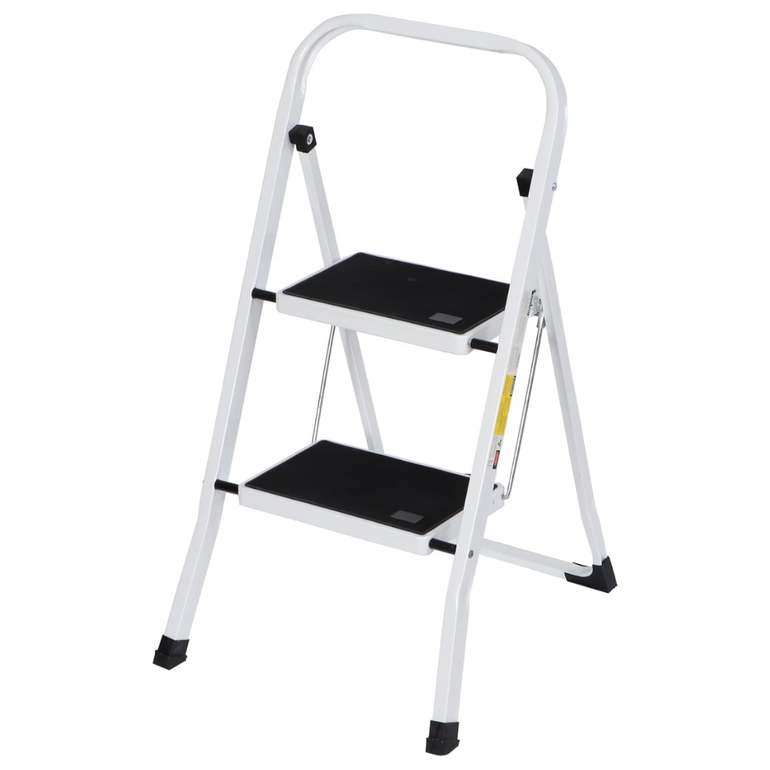 2 Step Stool Ergonomic Foldable 300 LBS Capacity Ladder