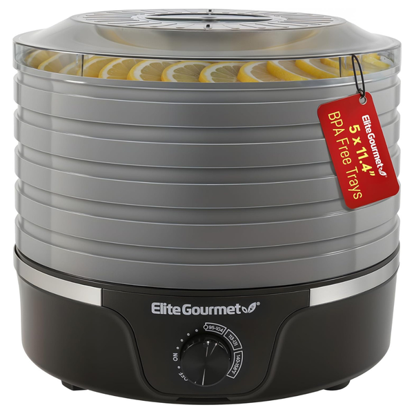 Elite Gourmet EFD319BNG Food Dehydrator With 5 BPA-Free 11.4" Trays