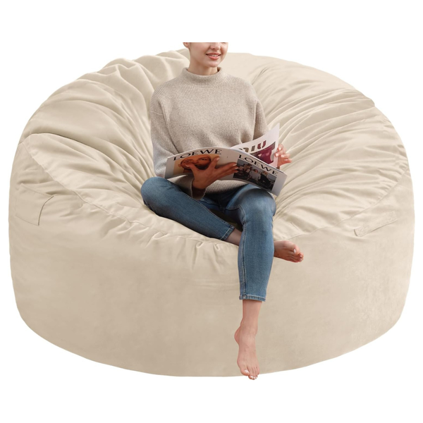 4 Ft Round Large Bean Bag Chairs With Memory Foam Filled