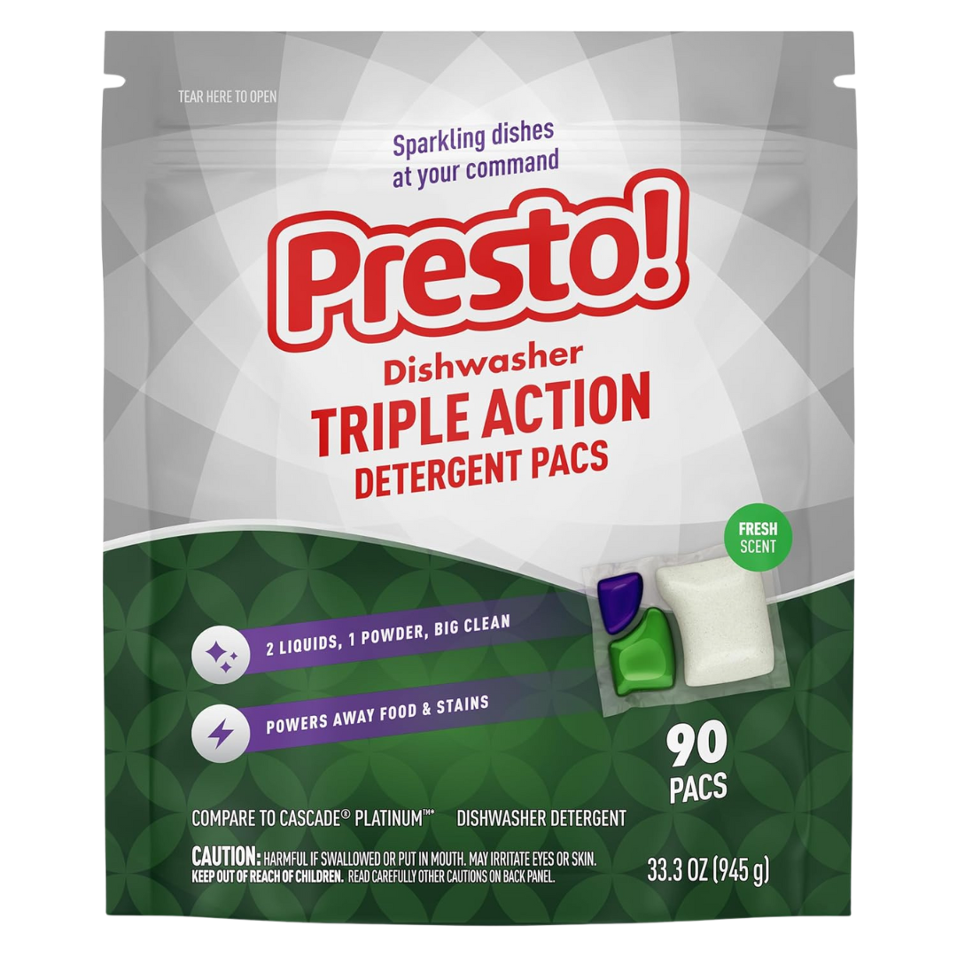 90-Count Amazon Brand Presto! Triple Action Dishwasher Pacs