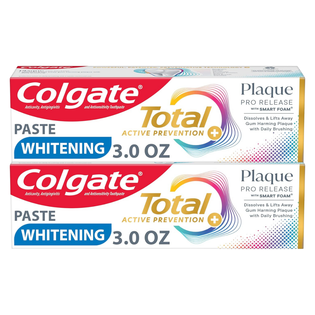 Colgate Total Plaque Pro Release Whitening Toothpaste Pack (2 Pack, 3.0 oz)