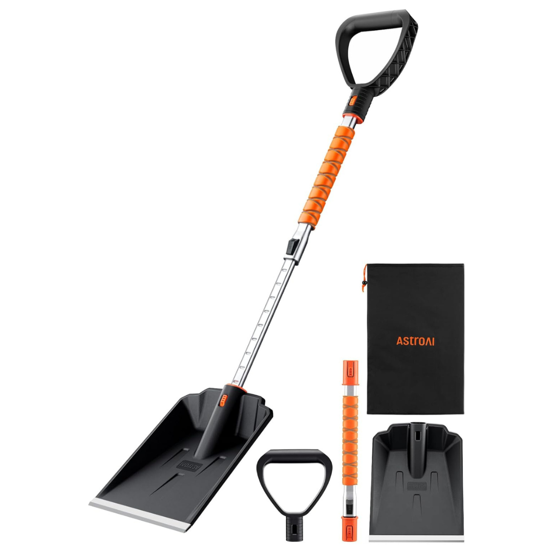 AstroAI 44.5" Adjustable Aluminum Shaft Snow Shovel (Weighs 1.75lb)