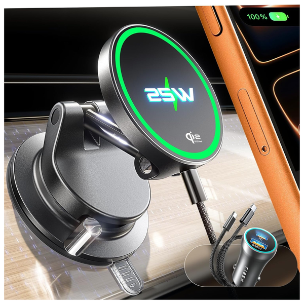 Lisen 15W Magsafe Wireless Car Mount Charger With Suction Cup
