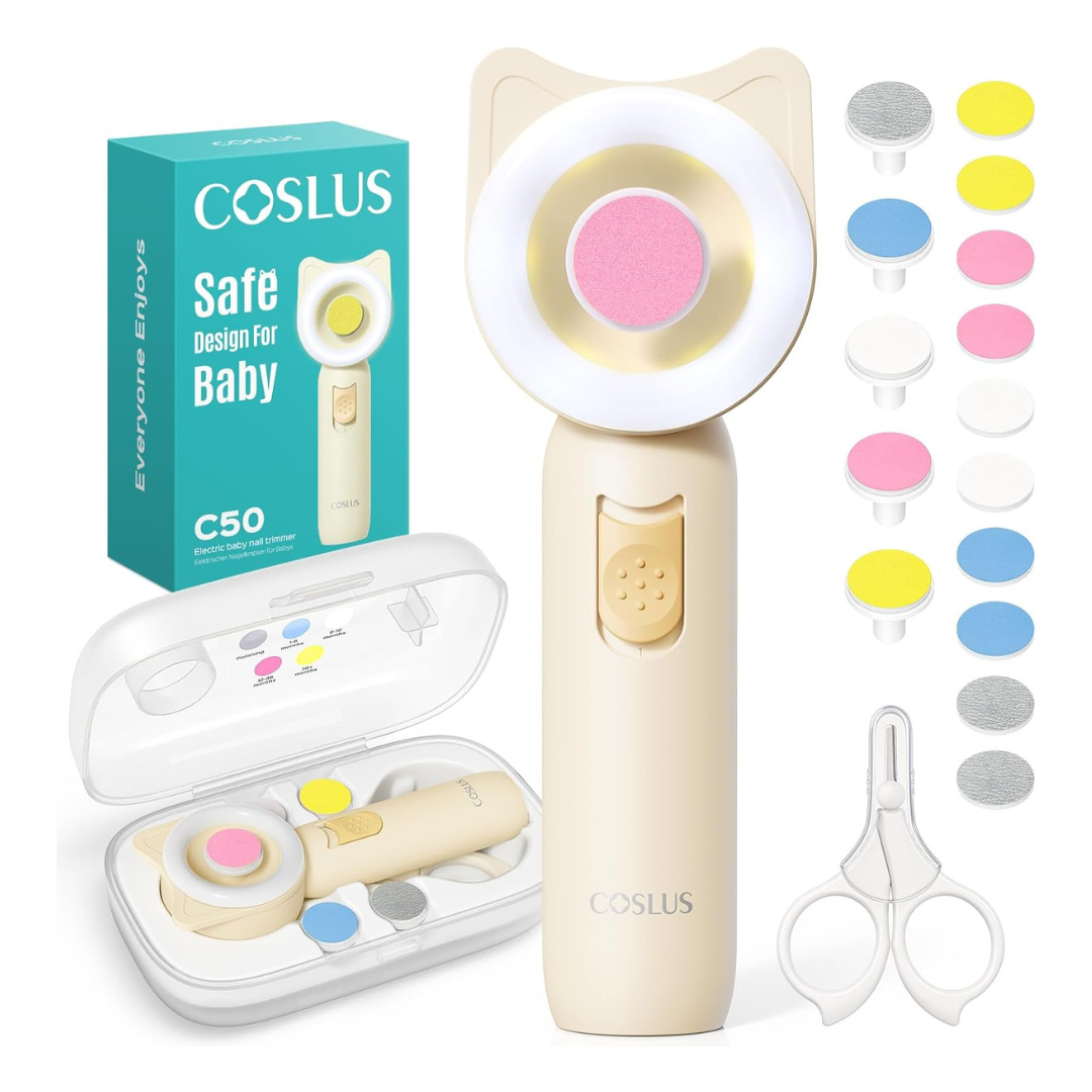 Coslus 16-In-1 Electric Baby Nail Trimmer Kit W/ 360Deg. Light