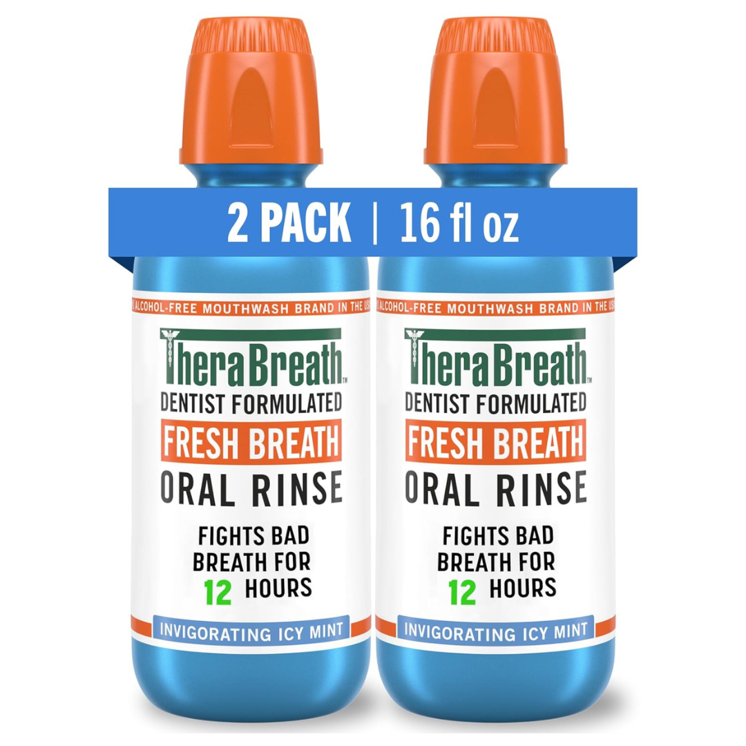 2-Count 16oz TheraBreath Fresh Breath Mouthwash (Icy Mint/Mild Mint)