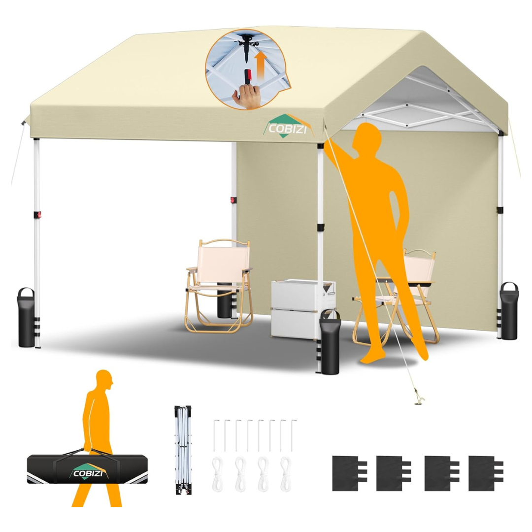 Cobizi 10x10 Pop Up Canopy With One Button Push Center Lock
