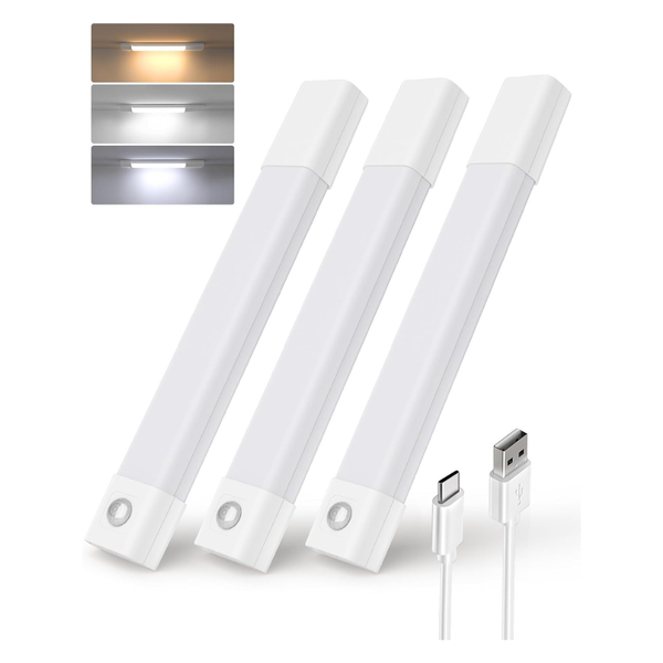 3-Pack 30-LED Rechargeable Motion Sensor Lights