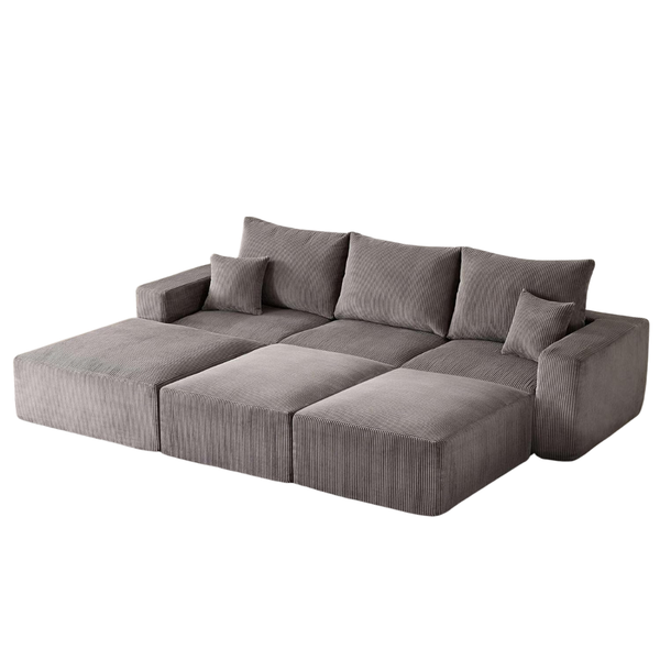 113 3-Seater Modern Sectional Sleeper Sofa Bed Couches W/ Chaise