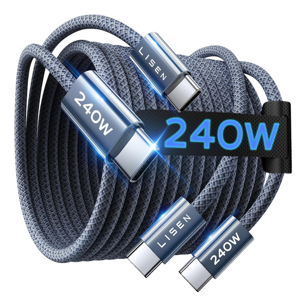 2-Pack Lisen 6.6ft 240W USB-C To USB-C Charging Cable