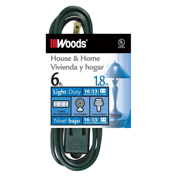 6Ft Woods 3-Outlet Extension Cord