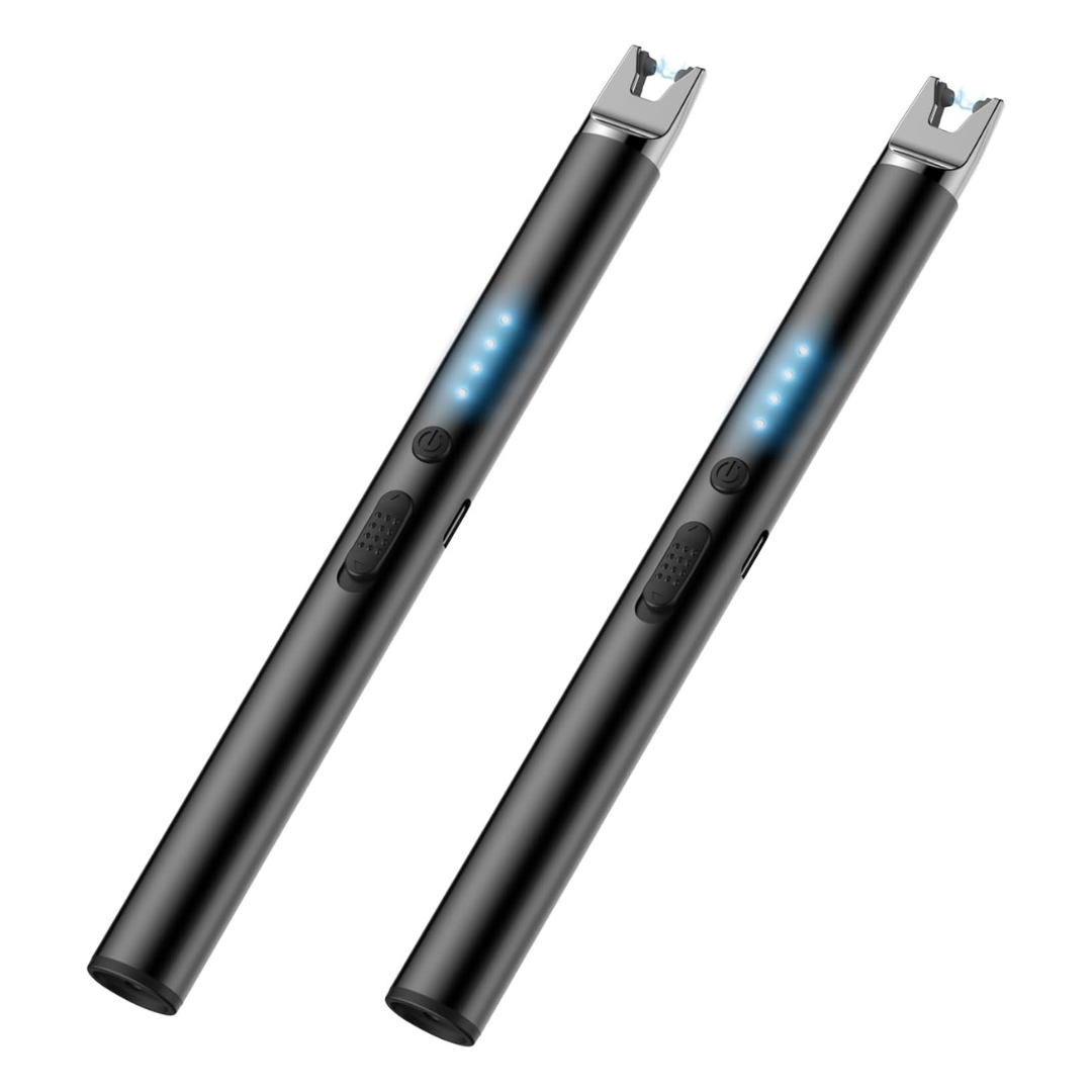 2-Pack Electric Windproof USB Rechargeable Plasma Arc Long Lighter