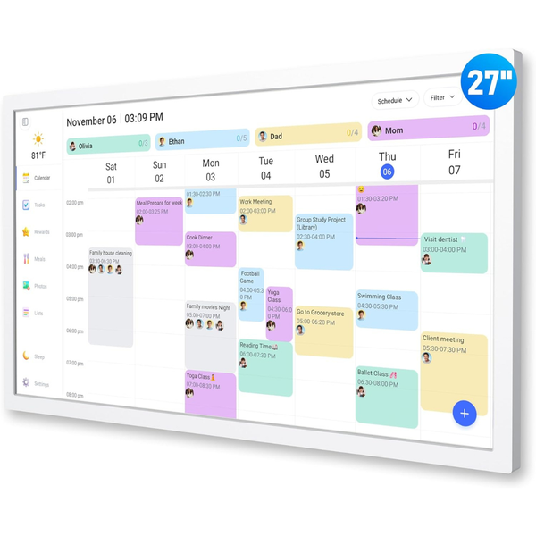 Smart 27" Electronic Digital Wall Calendar & Chore Chart