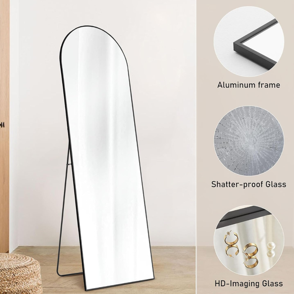Olixis 56" x 15" Arched Full Length Mirror with Stand