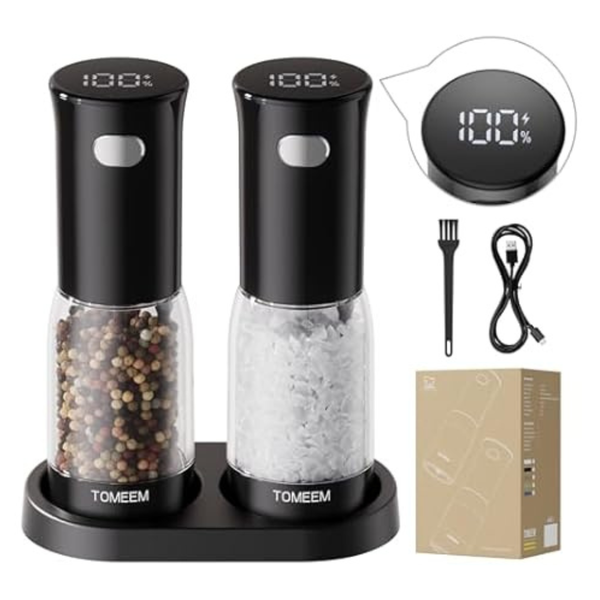 Tomeem Rechargeable Electric Salt & Pepper Grinder Set