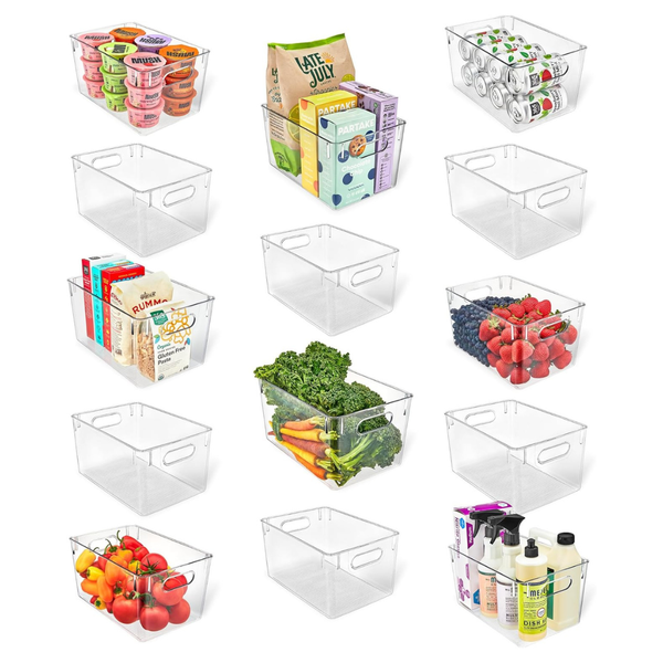 14-Piece Large Stackable Multi-Purpose Refrigerator Bins Organizer