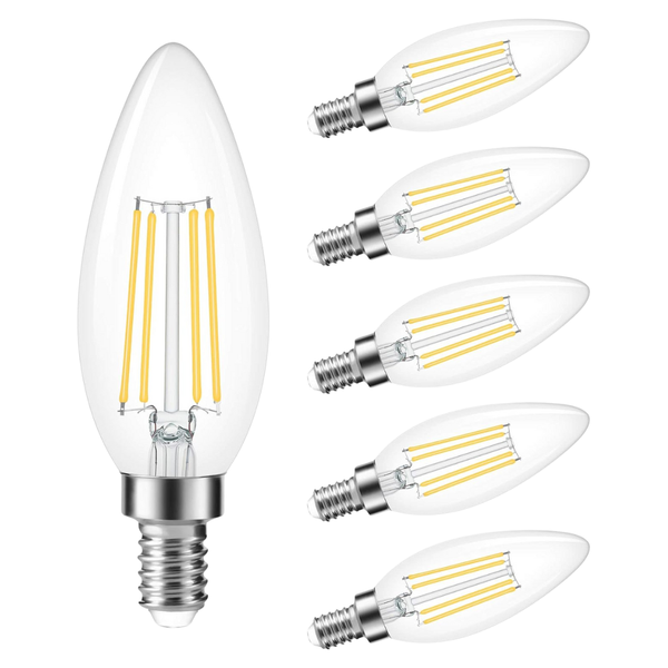6-Pack Cotanic Dimmable E12 Candelabra LED Bulbs