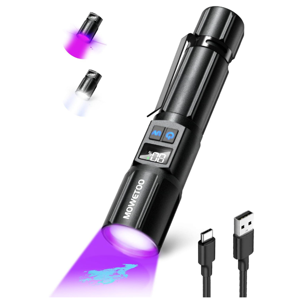 MOWETOO 385NM USB C Rechargeable UV Flashlight