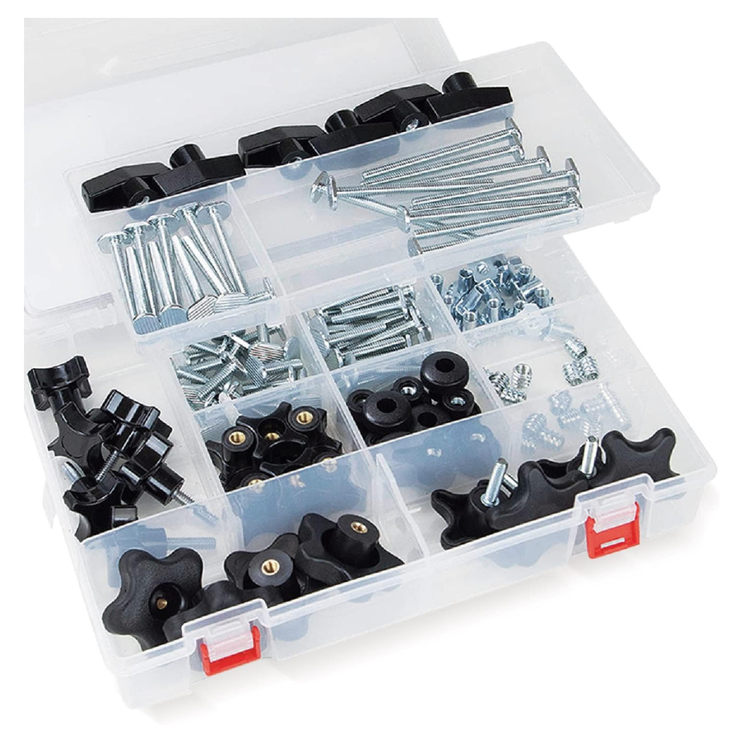 Powertec 71127 128 Piece Set T Track Knob Kit W/ 5 Star Knob