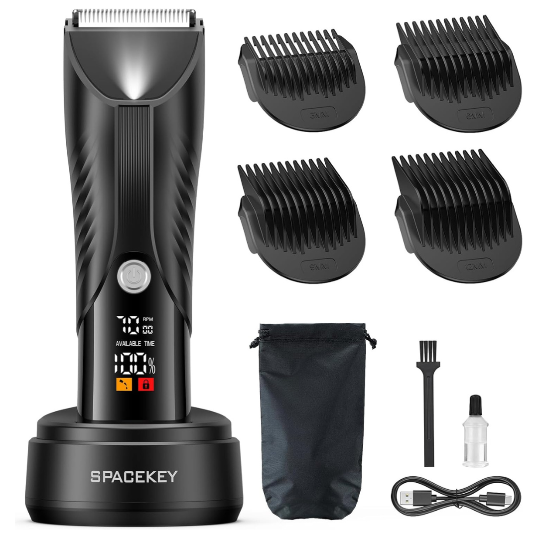 Men's Waterproof Rechargeable Wet/Dry Electric Body Hair Trimmer W/ LED