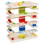 8-Tier Wooden Marbles Run Ball Drop Tower Toys W/ 16 Balls