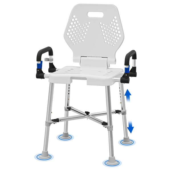 Adjustable Shower Chair With Arms & Back (500 lbs Capacity)